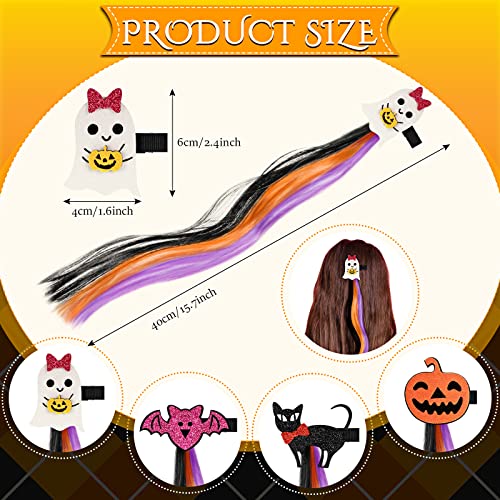 8 peças clipes de cabelo de Halloween para meninas extensões de cabelo de cor bonita para crianças clipe