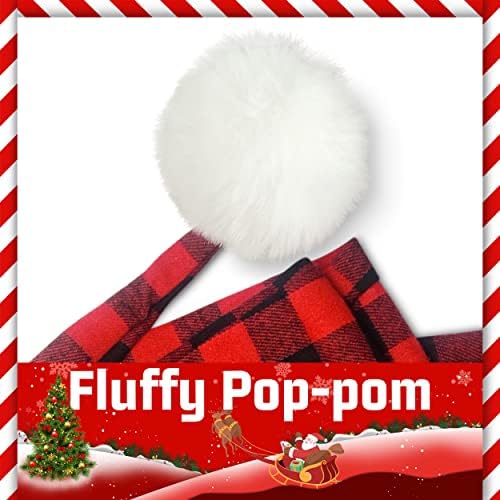 Algpty, 5 pés de chapéu de Papai Noel extra para adultos, chapéus de Natal de Buffalo Red Buffalo