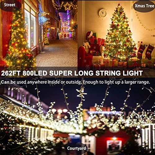 LEDA de 800 LED 272 pés de Natal Luzes 8 modos com função do timer, luzes de brilho à prova d'água