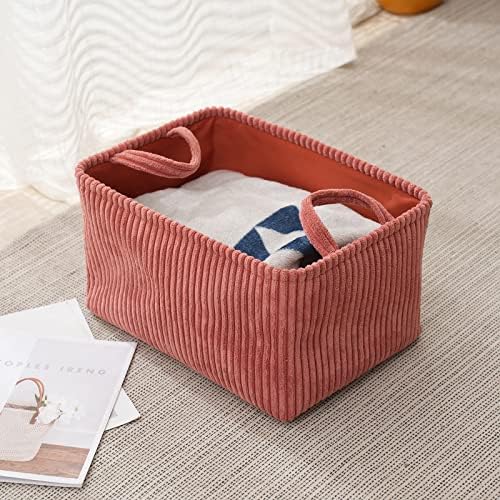 Thoustars elegante cesta de armazenamento de tecidos com alças para prateleiras e armários, cestas para organizar