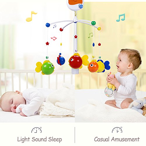 Fisca Baby Musical Crib Mobile, Toy de decoração para cama infantil Brinquedo pendurado sino