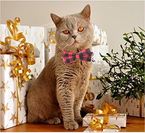 Malier 2 pacote colarinhos de gato de Natal com gravata borbole