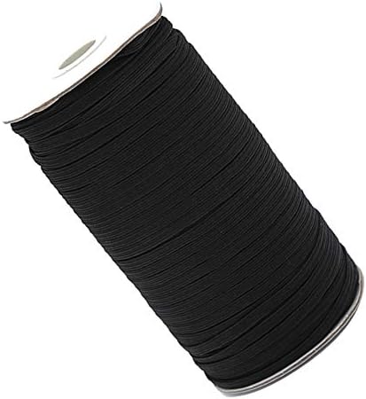 Rolo de cordão de cinta de elástico elástica plana preta para costura e criação de 1/8 de polegada