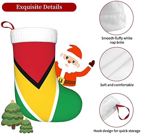 QG ZZX Christmas meias com bandeira de punho super macio super macio de meias de natal da Guiana
