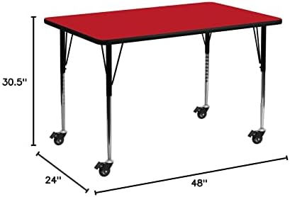 Flash Furniture Mobile 24''W x 48''l Retangular Oak HP Laminate Atividade Tabela - Altura padrão Pernas ajustáveis