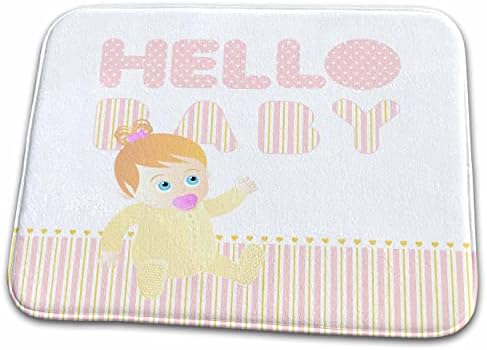 3drose Baby Girl Woving Hand e Hello Baby Message on Pink ... - Banheiro Banheiro Tapete