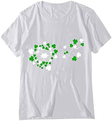 Camisetas impressas do dia do dia de St. Patricks para mulheres o pescoço de manga curta camiseta de férias