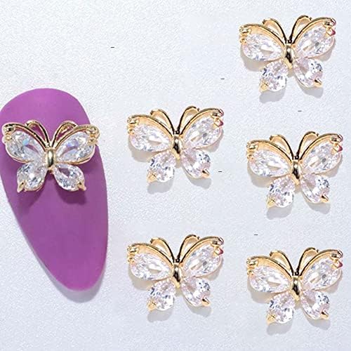 Mdrtirim 5pcs ouro brilhante zircão de zircão butterfly categam cristais diamantes shornones 3d