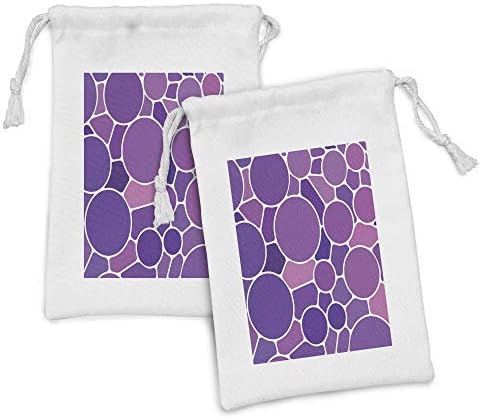 Ambesonne Purple and Pink Fabric bolsa Conjunto de 2, manchado abstrato de vidro com formas circulares