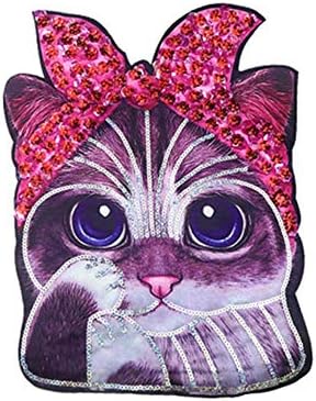 DIY bordado de lantejoulas de gato de arco grande bordado, costure em adesivo de roupas de vestido de