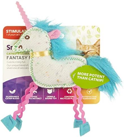 Smartykat Fantasy Frenzy Crinkle Cat Toy, contém Silvervine & Catnip - Branco/Azul, Tamanho único