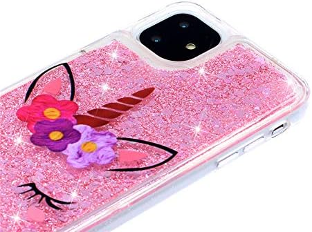 HMTECHUS iPhone 11 Case Glitter Sparkle Flutuante Flutuante Queda brilhante e clara TPU Clear TPU Silicone Protection