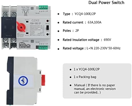 Dzhtus ycq4-100e/2p trilho DIN 2P ATS Dual Power Automático interruptor de transferência seletor elétrico