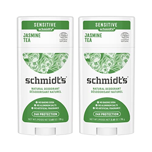 Desodorante natural sensível à pele, de Schmidt, semeado, para mulheres e homens, chá de jasmim com proteção