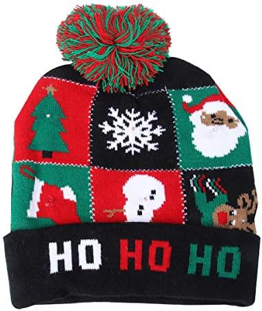Kesyoo fantasia chapéu natal 1 pc natal led chapéu de chapéu de malha de natal quente boné de natal para crianças