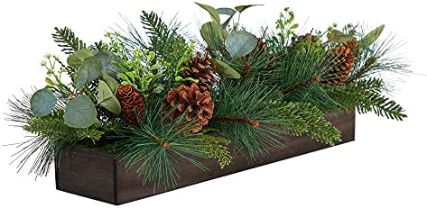 Quase natural 30in. Evergreen Pine and Pine Cone Artificial Christmas Centerpiece Arranjo
