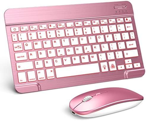O teclado Bluetooth do Tecurs Bluetooth e o mouse combinando para iPad - teclado sem fio recarregável e mouse
