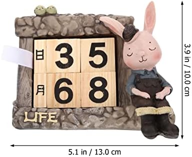 Decoração do calendário perpétuo de madeira do doool Decoração do escritório da mesa de coelho Data