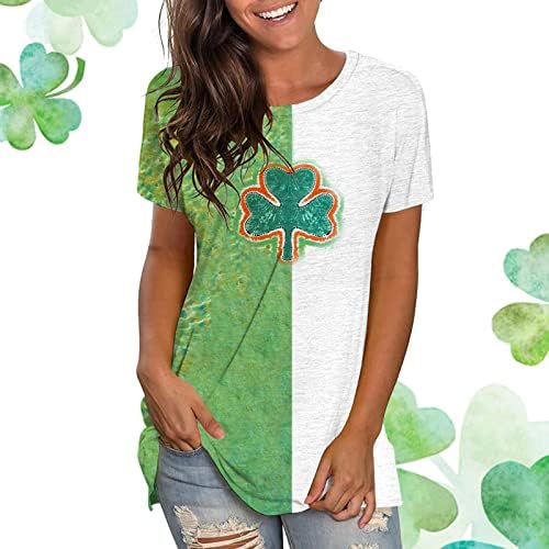 IIUs camiseta do dia de Saint Patrick para mulheres camisetas de pescoço curto verde gnomos lucky bluses