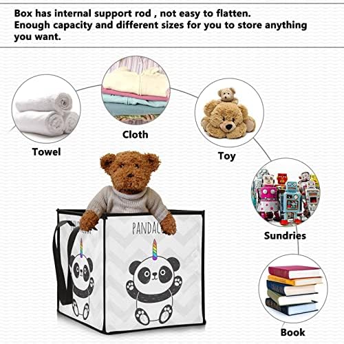 Keepreal Rainbow Panda Unicorn Cube Storage Bin com alças, cesta de armazenamento de organizador