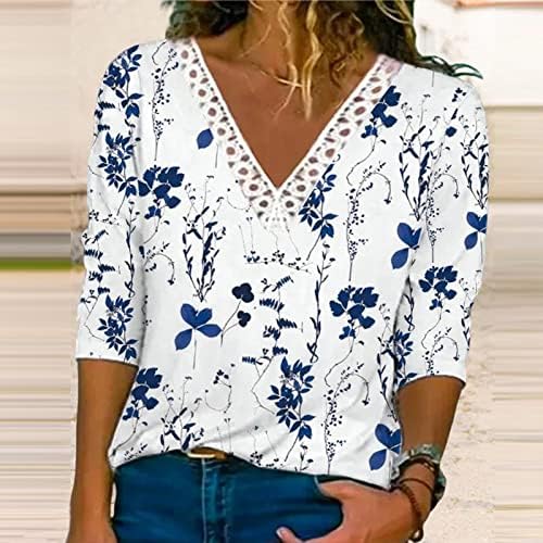 Camisetas de manga longa nokmopo Ladies V pescoço casual de manga longa casual confortável com t-shirt top de impressão