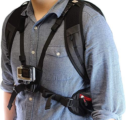 Backpack da câmera de ação da Navitech e kit de combinação de acessórios 8 em 1 com tira de tórax