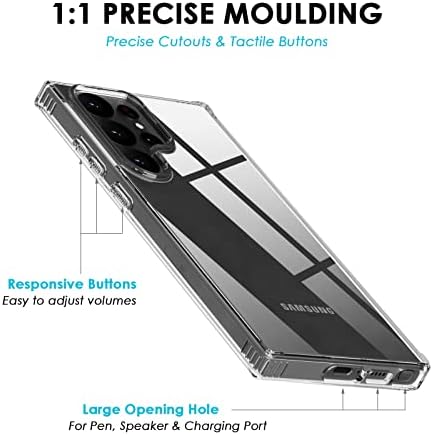 Caso para o Samsung Galaxy S23 Ultra, capa de telefone de proteção à prova de choque clara, capa transparente