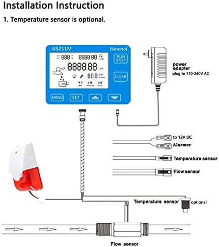 Fluxo Senor Pipe água suspende o sistema alarmante Brass 100c Sensor de fluxo FLUXOMETER TURBINA G1/2