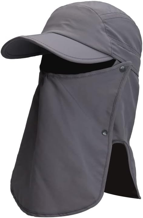 Chapéu de pesca tampa solar de beisebol upf 50+ tampas de proteção com aba de pescoço de rosto removível