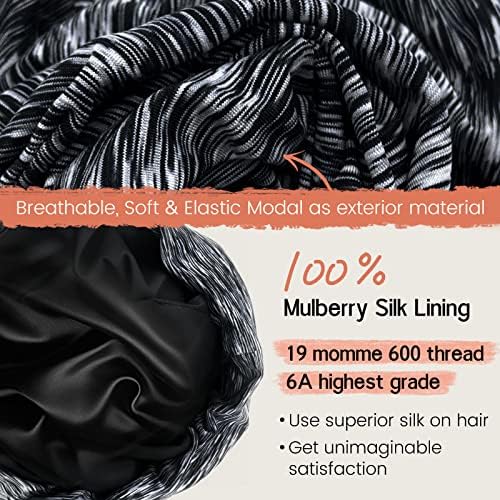 Ícoobreeze Mulberry Silk Sleep Cap capô para cabelos encaracolados, ficar em embrulho de cabelo, alça ajustável