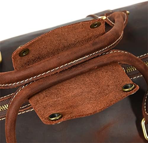 DNATS Vintage Men's Mand Bagage Bag Bag com bolso de sapato Geunine couro Mensageiro de ombro para