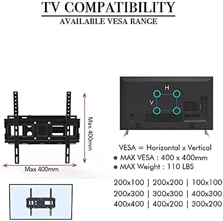 Monitor de aço inoxidável Stand para a maioria das TVs curvas planas de 32 a 60 polegadas, suporte de parede