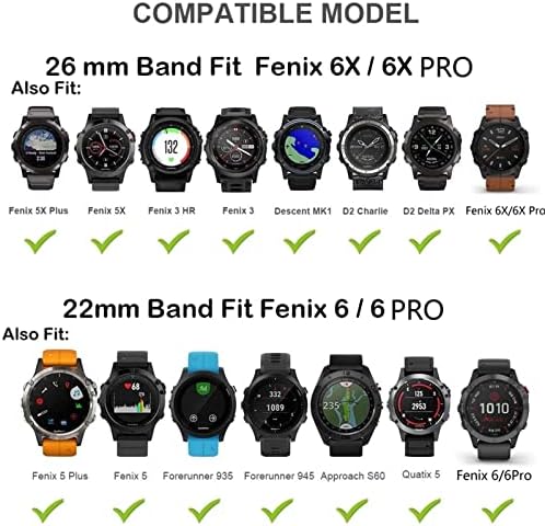 FORFC 22 26mm Sport Silicone Watch Band para Garmin Fenix ​​6x 6Pro 5x 5 Plus 3 HR 935 S60 MK2 Easy Fit