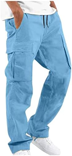 Calças de carga para homens de verão ao ar livre vários bolsos finos calças confortáveis ​​de cor sólida de