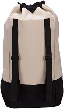 Backpack de mochila doméstico Bolsa de lavanderia, creme e preto