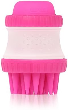 Dexas Scrubbuster Silicone Dog Brush com reservatório de shampoo embutido, rosa