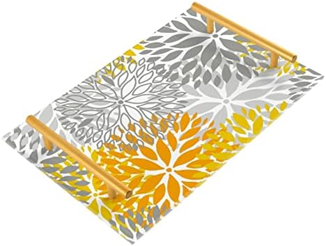 Bandeja de banheiro de acrílico de Dallonan, laranja retangular e bandejas decorativas de flores