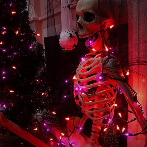 LJlnion Halloween Lights Outdoor, 33ft 150 contagem Black Wire Incandescent Fairy Mini Lights, corda clara de 120V