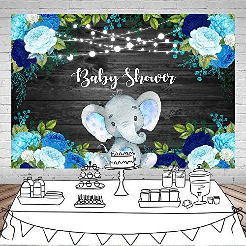 Mocsicka Rustic Wood Elephant Backdrop Supplies para chá de bebê azul floral é um garoto decorações de festas