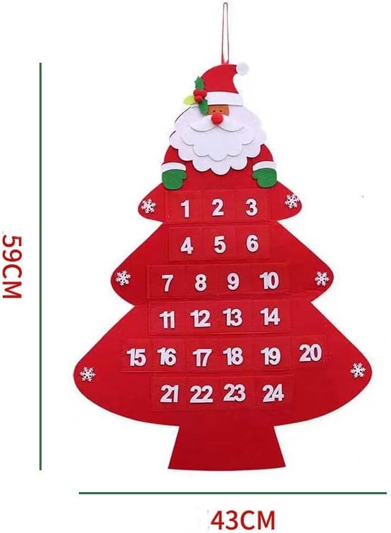 Narfire Kid's DIY Christmas Advent Calendar Tree Shape Home Holiday Christmas Decorações multiuso