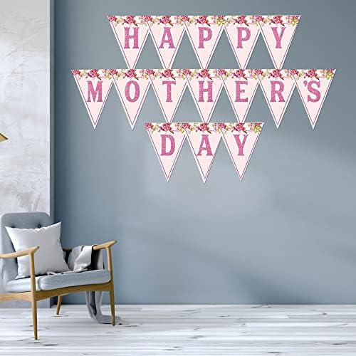 Feliz Dia das Mães Banner com Flores Rosa Mãe Dias Decorações de Banner