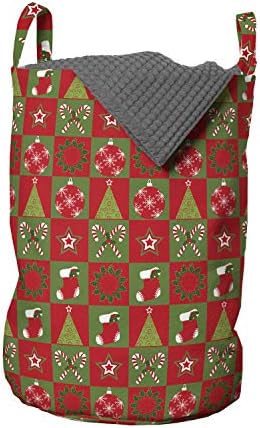 Bolsa de lavanderia de Natal de Ambesonne, meias de lareira para estrelas surpresa Ornamentos Imagem