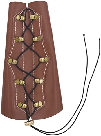 Goghthyger Archery Arm Guard Comfort Fit Strap Ajuste Faux Leather Medieval Lace Archery Antebraço Braçador