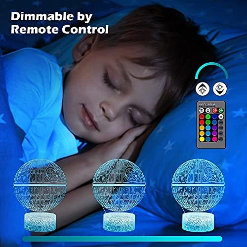 Luz noturna de ilusão 3D para crianças, lâmpada de mesa LED 3 Padrão e 16 cor Decoração de decoração Nightlight,