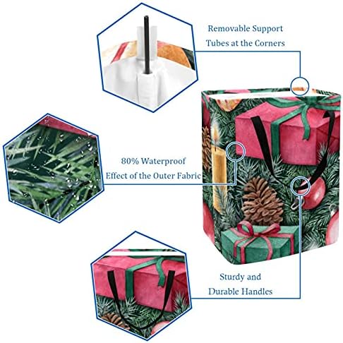 Presente de Natal Lavanderia Cesta de armazenamento dobrável com alças para cesto, quarto das crianças,