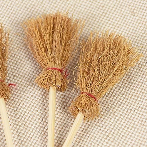 Zukeesb Broom Mini Broom Handmade com Mini Adeços de Bruxa de corda Modelo de vassoura para acessórios de decoração