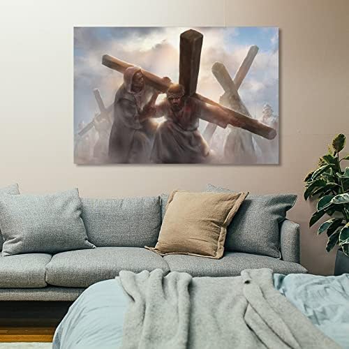 Jesus carrega seu cross Christian Art Premium Posters Christian Poster Arte Religiosa Pasta Passa Pasta Print