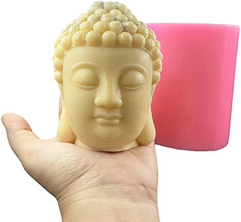 3D Tathagata Buddha Head Silicone Mold, Diy Cake Chocolate Candle Soop Gypsum Cement Resina Epóxi Crafts Mold