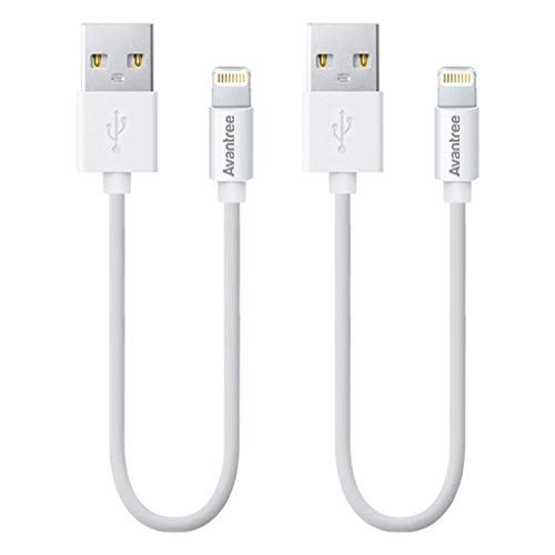 Avantree [Apple MFI Certified 2 Pack iPhone Cable curto, cabo Apple Lightning 1ft para iPhone X, 8, 7, 6s,