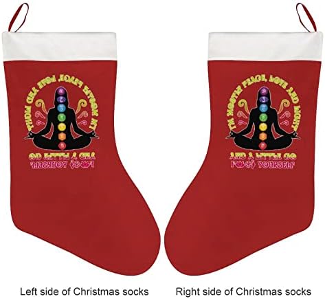 Peace Love e Yoga Christmas Sking Swost Plexh, calça de natal pendurando ornamento para lareira de Natal